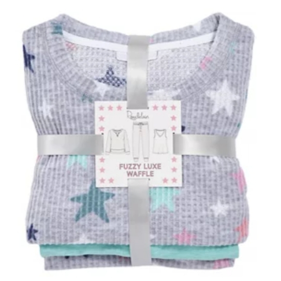 3 Pc Waffle Knit Pajama Set Roudelain - Picture 1 of 5